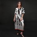 Into The Wild Zebra Print Long Kaftan Dress With Side Slit