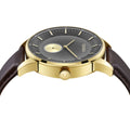 Trnda Men's Stainless Steel Gold Watch, Brown Leather | Trnda-43g