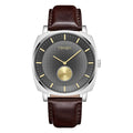Trnda Men's Stainless Steel Watch, Brown Leather Band | Trn-Ss45-Br