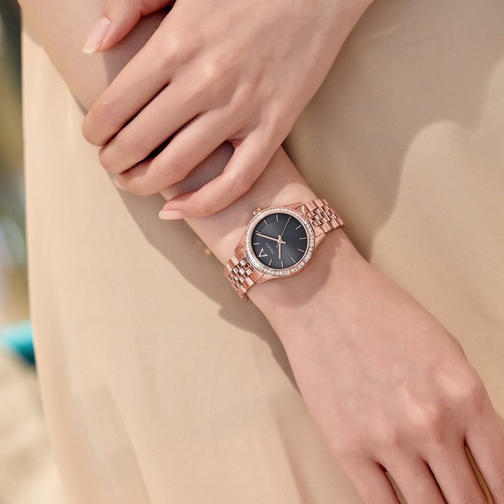 Trnda Women's Rose Gold Stainless Steel Watch, Gray Dial | Trnda-32rga