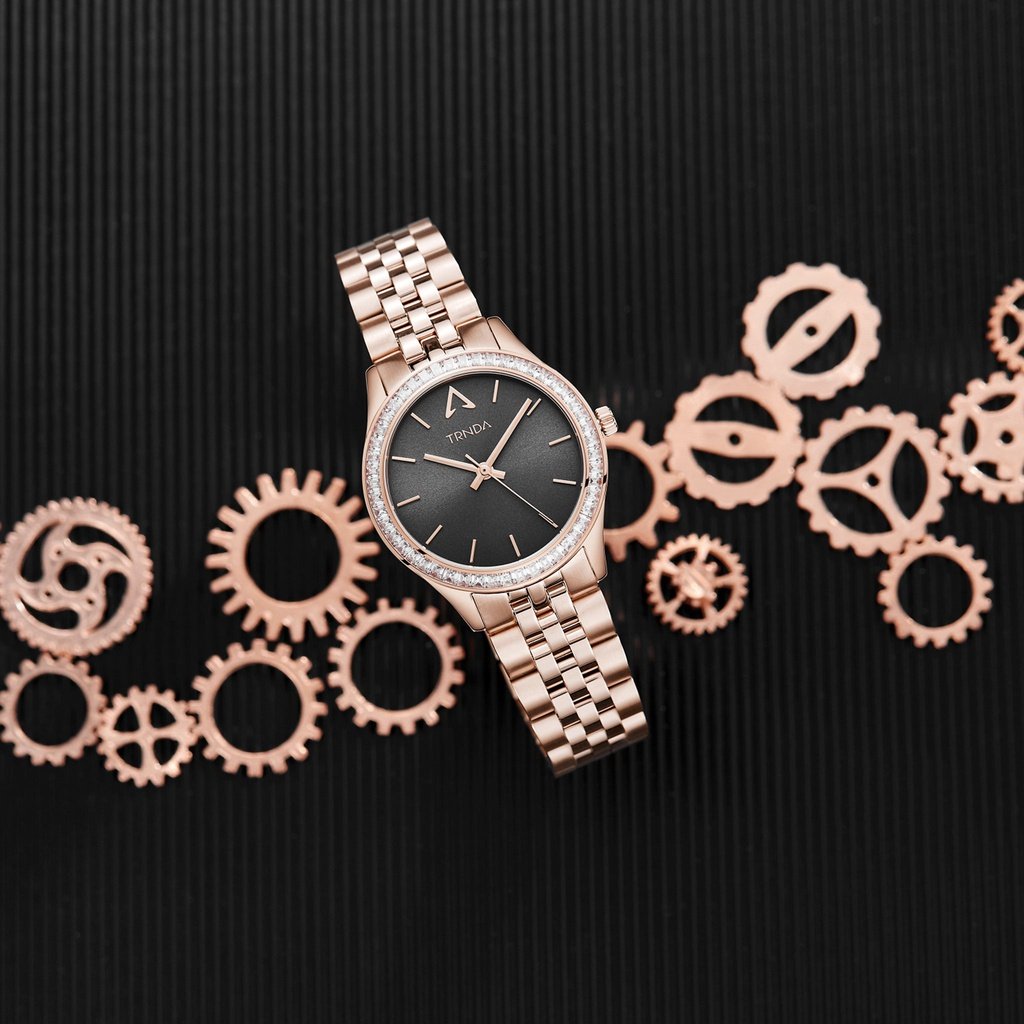 Trnda Women's Rose Gold Stainless Steel Watch, Gray Dial | Trnda-32rga