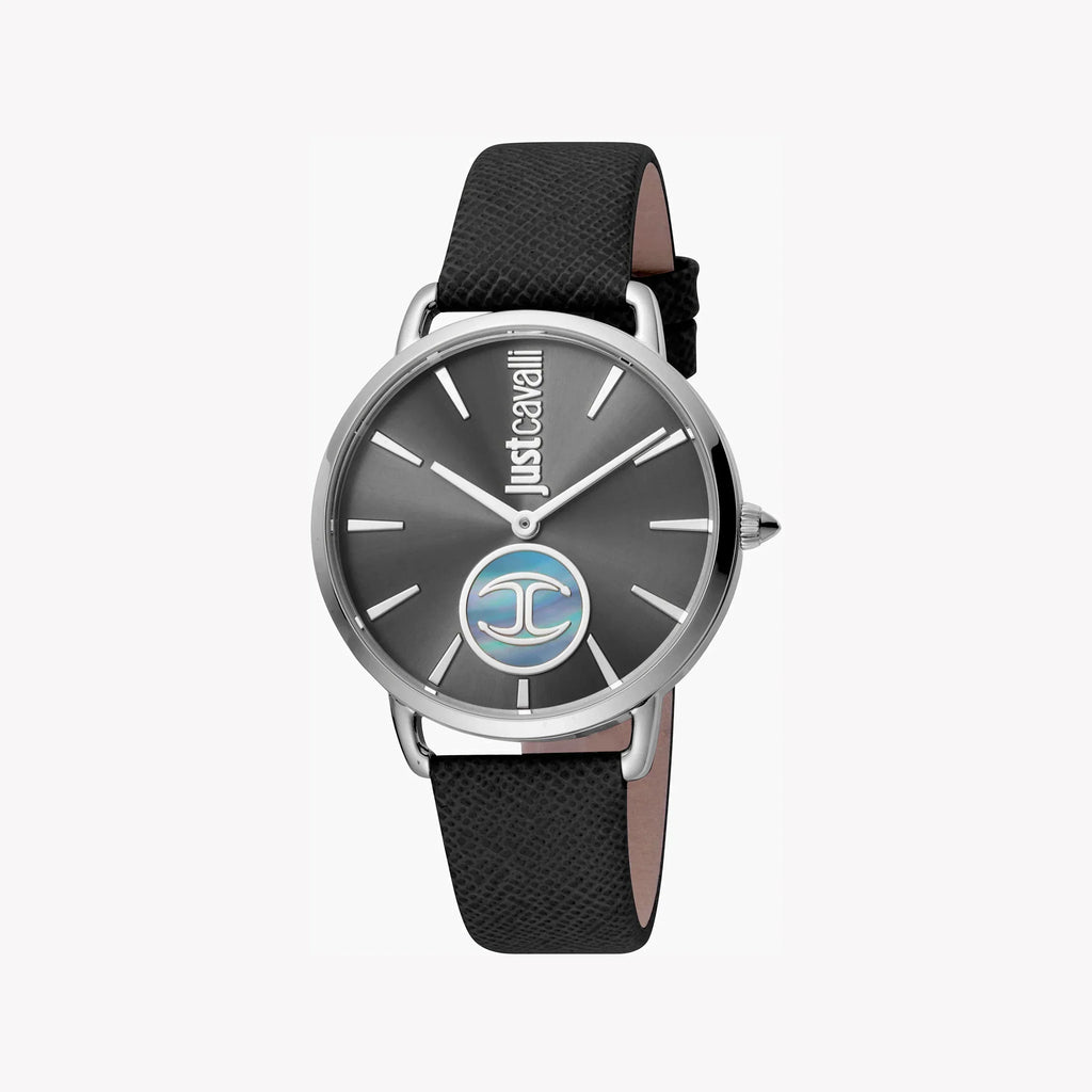 Just Cavalli Women's Black Leather Watch, Black Dial | Jc1l117l0015